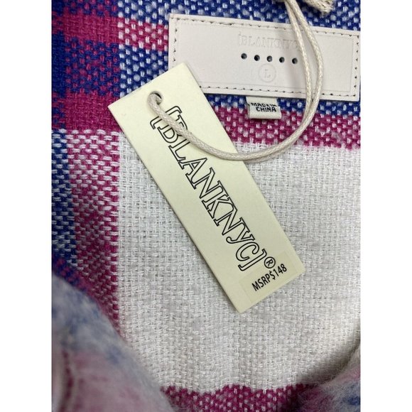 *NWT Blank NYC Jacket Shacket In Prime Time Color Way Plaid Womens Size L $148 - Picture 7 of 12